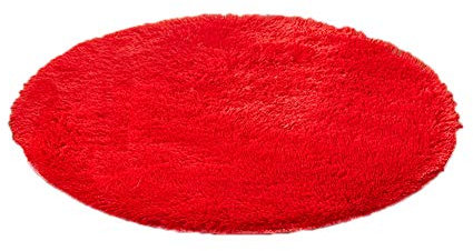 iSpchen Teppich Plüsch Runde Matte, Niedliche Pelz Schlafzimmer Teppiche Wohnkultur Zubehör Weiches Bad Schlafzimmer Rutschfester Boden Kindermatte (Durchmesser 60CM) Rot