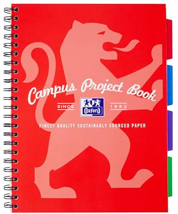 Oxford Campus, A4 Projektbuch, A4 Notizbuch liniert mit Trennblättern, metallic-blau