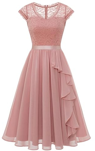 Wedtrend Women's Floral Lace Short Bridesmaid Dress Cap Sleeve Cocktail Party Dress WT0212BlushM