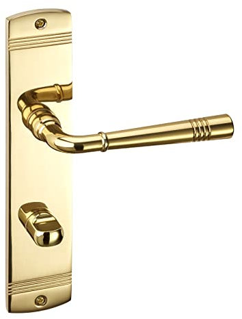 1 Juego de manilla FREJA de baño (WC) Latón pulido en placa larga de baño con material de fijación de Sotech