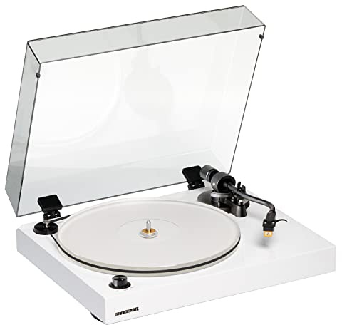 Fluance RT85N Platine Vinyle Haute Fidélité avec Nagaoka MP-110, Plateau Acrylique, Contrôle de Vitesse, Boîtier MDF et Pieds Amortisseurs – Blanc Piano