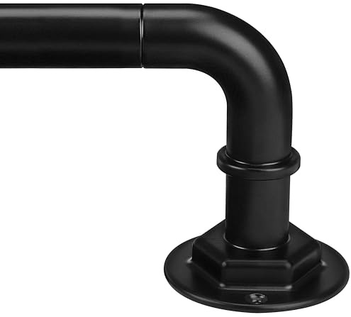 Byondeth Curtain Rods for Windows 16 to 120 Inches Adjustable Blackout Wrap Around 1 Inch Diameter Curtain Rod, Black