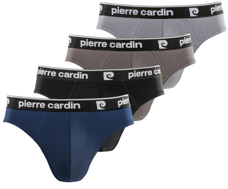 pierre cardin underwear Slip Homme 100% Coton, Lot de 4, Noir B (L)