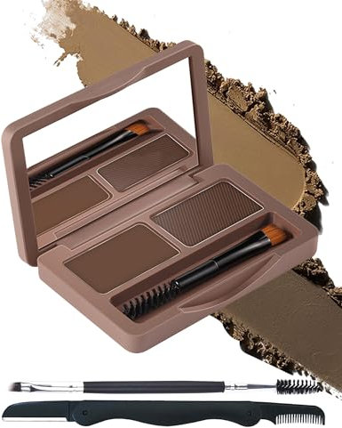Lestpola Kit di polvere per sopracciglia 2in1,opaco,impermeabile,a lunga durata,colorata,per sopracciglia,Ultimate Brow per naturali e pienezza,set di trucco per donne con specchio e pennello,2 x 2,5