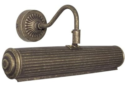 Licht-Erlebnisse Bilderleuchte Messing B: 31,5 cm schwenkbarer Schirm Premium Handarbeit 2x E14 in Bronze Antik matt Wandlampe Bildbeleuchtung Wohnzimmer Flur