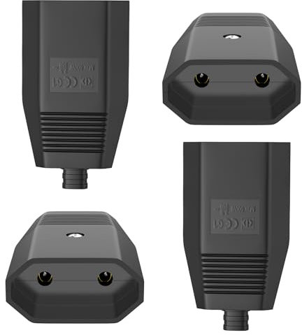 VIEVRE Lot de 4 coupleurs plats Euro 230 V - Coupleur Schuko plat - 230 V - Fiche européenne plate pour fiche Schuko plate (noir)