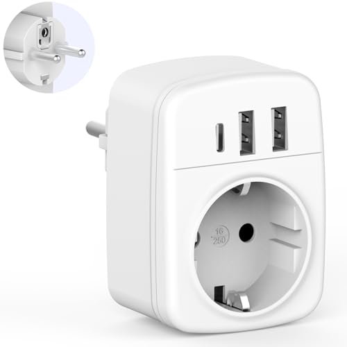 Mehrfachsteckdose mit 3 USB, Mehrfachstecker für USB Steckdose, Steckdose mit USB, Doppelstecker für USB Steckdose, Steckdosenleiste mit USB C