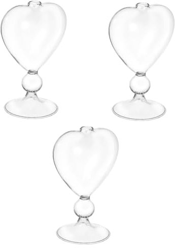 PHENOFICE 3pcs Heart Shaped Glass Hydroponic Flower Vase Vintage Decor Home Decoration for Living