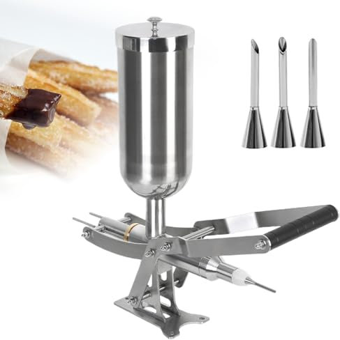 IUokLU Macchina riempitrice per Ciambelle Manuale da 45 Litri riempitrice per Crema di Gelatina di Frutta Latina con 3 Tubi riempitrice Commerciale in Acciaio,