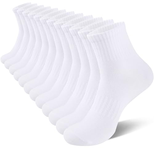 eallco Mens Ankle Cotton Socks Quarter Thin Ankle High Short Casual Comfortable Mid Crew Socks 6 Pairs