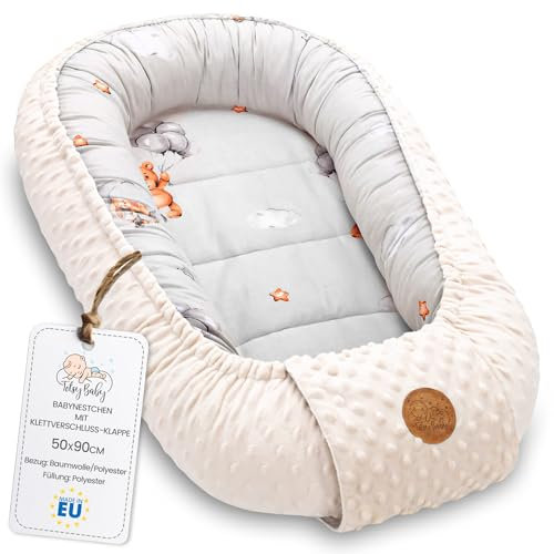 Nest för baby - babynest nyfödd Minky babynest för spjälsäng mångsidigt bärbart babynest kramvänligt tillbehör för spjälsäng varm vinterkokong Teddybjörnar Beige
