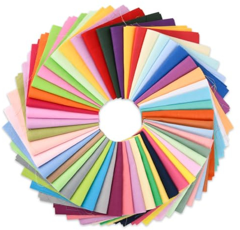 CENBEN 50PCS 8 x 8 Cotton Fabric Squares, Multi-Colors Quilting Fabric Bundles Squares Patchwork for Sewing & Quilting, DIY Crafts, 50 Colors