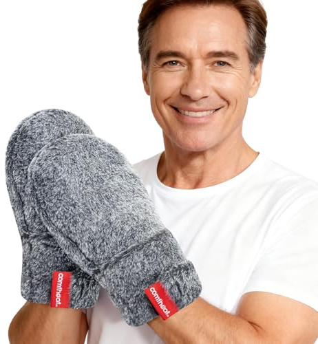 comfheat Microwaveable Heated Mittens for Arthritis Hands Pain Relief, Hand Warmers Gloves with Adjustable Strap for Trigger Finger Raynaud's Carpal Tunnel, Lavender Scent Hand Muff Gift for Mom Dad