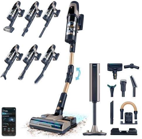 Cecotec Aspirapolvere Senza Fili con Base Autopulente Conga Rockstar RZ90 AI AquaPet Flex Connected. 310AW, 850W, IA e App, Tubo Flessibile, Autonomia 110min, Spazzola Animali, Accessorio Lavaggio
