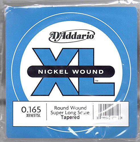 D'Addario XB165TSL - Corda singola avvolta in nickel per basso, scala extra lunga, .165, tapered