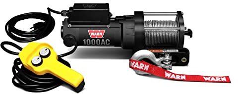 WARN 1000 AC Electric Winch 1000 lb Pulling Capacity | Heavy-Duty 120V AC Motor with Durable Steel Cable, Remote Control & Automatic Brake | Powerful Utility Winch for Shops, Garages & Industrial Use
