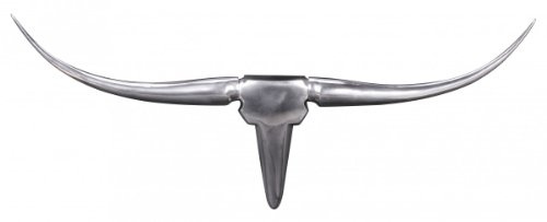 Wohnling Bull Geweih S Wanddekoration 74cm breit Alu Aluminium Silber Aluminiumdekoration Wandgeweih Designdekoration