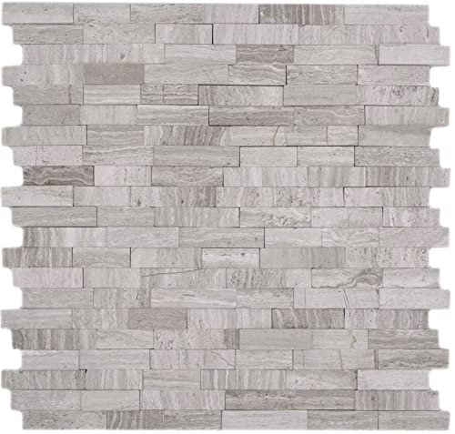 Mosaikfliese selbstklebend Marmor Naturstein grauweiß Naturstein white wood MOS200-0120_f