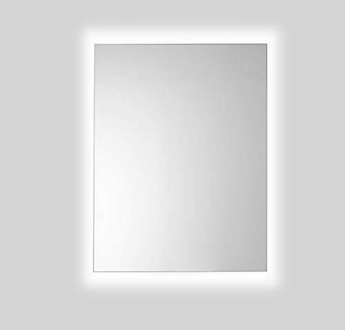 Espejo de Baño Lux de 60x80 Vertical con Luz Led Blanca Perimetral de 5700K Decorativa Indirecta Incorporada sobre el Marco Interior y Lámina Antivaho de Fácil Instalación