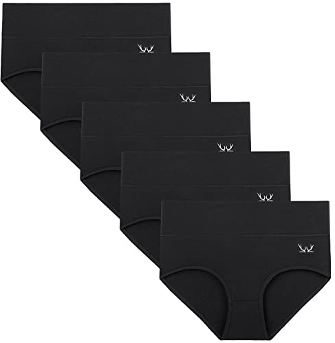 TANSTC Women’s Knickers – High Waist Cotton Underwear for Women, Soft Ladies Briefs with Tummy Support – Knickers for Women Multipack of 5