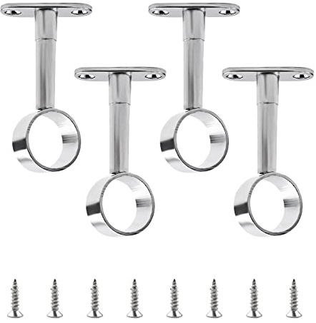 INCREWAY Tubo regolabile in acciaio inox, diametro 25 mm (1), supporto per asta per armadio e asta di supporto, set di 4