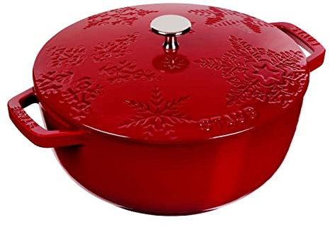 STAUB Gusseisen-Schneeflocke, 24 cm, Kirschrot, runder französischer Ofen