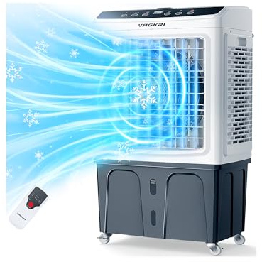 VAGKRI 35 Evaporative Air Cooler, 2800CFM Swamp Cooler, 120°Oscillation Air Cooler with Remote Control, 24H Timer, 3 Modes & Wind Speeds for Outdoor Indoor Use, 9.2Gallon