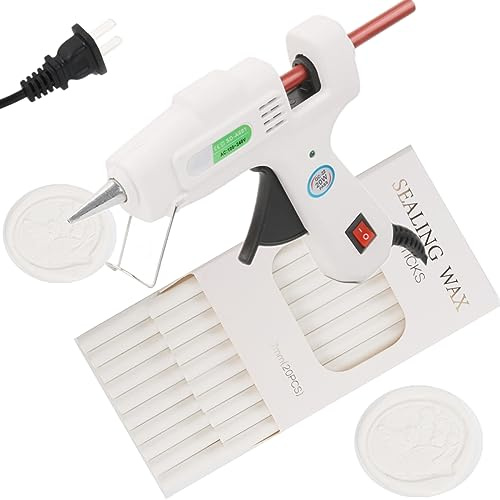 ONWINPOR 20Pcs Wax Seal Sticks Set with Glue Gun, Great for Wedding Invitations, Envelopes, Gift Wrapping (20, White)