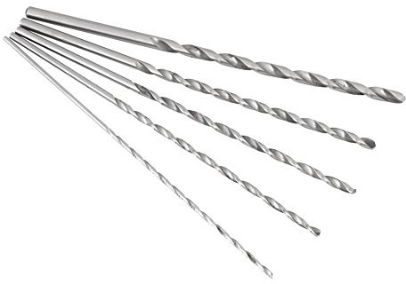 Lwuey Spiralbohrer Set, HSS Holzbohrer 5 Teiligs 2mm 3mm 3.5mm 4mm 5mm Extra Lange 150mm Schneide Holz Aluminium Kunststoff Scharfe Gedrehte Bohrer für Präzisionsbohren Holzbearbeitung Manuelle