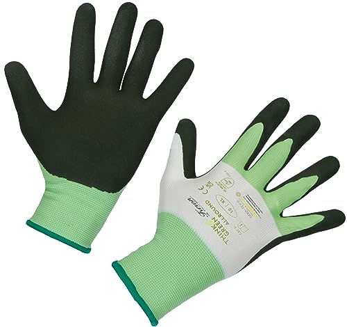 Kerbl works 1 Paar Handschuh Allround recycled, Arbeitshandschuh, 100% Recycling-Polyester, 6/XS, grün/weiß, Damen/Herren, Garten, Haus, Hof, perfekte Passform, besonders guter Griff