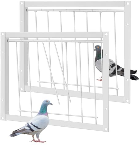 Suzile 2 Pcs 11.81 x 10.24 Pigeon Cage Door Bird Wire One Way Entrance Iron Pigeon Trap Bird House Door for Racing Supply Birdcage Breeding, White