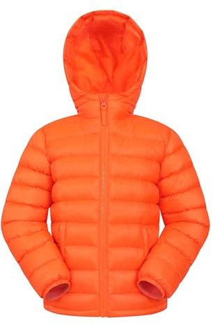 Mountain Warehouse Seasons Steppjacke für Kinder - Ultraleichte, warme, wasserdichte Steppjacke. Jungen & Mädchen Winterjacke mit Kapuze & Reißverschluss Neon-Orange Kinder 140 EU (9-10 Jahre)