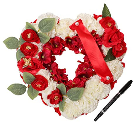 Arreglo floral funerario artificial con forma de corazón para tumba
