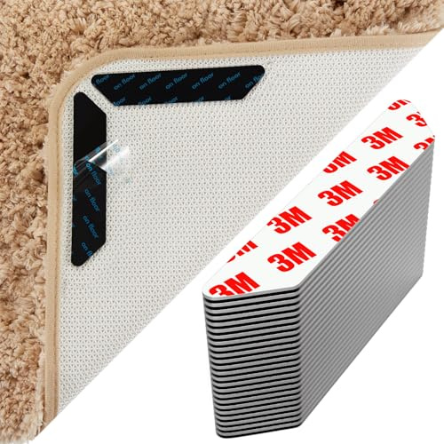 AYSKTN 24 Anti-Slip Rug Grippers for Laminate/Wooden/Tile Floors | Washable Reusable Carpet Underlay with Stickers | Secure Rugs on Stairs & Doorways (Hard Floor Non-Slip Gripper Pads)