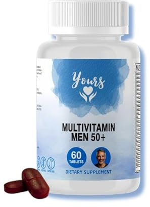 Yours Multivitamin Men 50+, Advanced Multivitamins for Seniors Men, Formula with Vitamin D3, B12, & Biotin – Supports Bone, Joint, Hair & Heart Health – 60 Tablets Two Month Supply, Once Daily