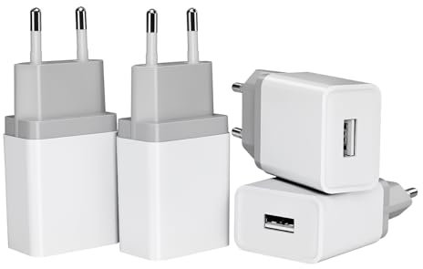 Toma USB de 12 W [5 V/2,4 A, lote de 4] bloque cargador USB, adaptador de corriente para pared universal, compatible con iPhone Samsung Huawei Xiaomi LG Telephone Wall Charger Plug Power Adapter