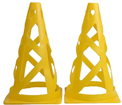 Leapiture Agility-Kegel, Hohle Markierungshütchen, Motorrad-Trainingshütchen, Fußball-Skating-Übungstraining, Verkehrssperre, Sportkegel für Bohrer, Fußballkegel für Kinder (Gelb)