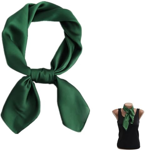 Sciarpe Donna,Sciarpe Donna Seta,Sciarpa Quadrata Donnas,Bandane Leggero,Bandane Leggere per Capelli da Donnas Testa Collo Decorazione Copricapo Sciarpa,Scialle Elegante Cerimonia,70 x 70 cm (Verde)