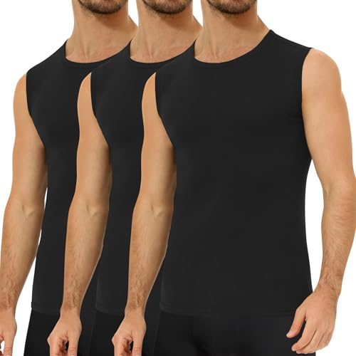 Falechay Pacco da 3 Canottiera Uomo 100% Cotone Canotta Nero 5XL