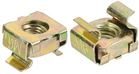 QUARKZMAN Tuercas De Jaula M6 Para Gabinete De Rack De Servidor, Acero Al Carbón Chapado En Zinc Amarillo, Paquete De 5