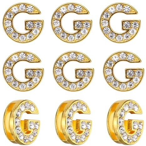 PATIKIL Strass bokstavsberlock, 30 st 10 mm glidarmband hängen kristall bokstav g berlock hängen alfabet A-Z för gör-det-själv smyckestillverkning halsband armband, guldton, 14mm, legering, Strass
