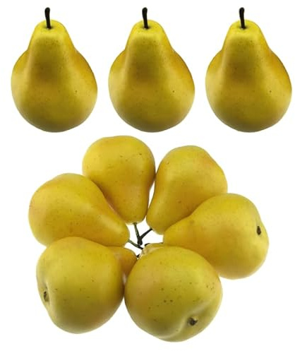 ULTECHNOVO Lot De 9 Poires Artificielles Jaunes Réalistes pour Décoration De Maison Cuisine Et Centre De Table Accessoires De Photographie Fausse Poire en Plastique