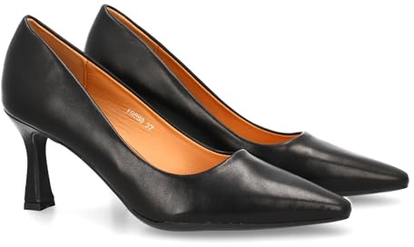 shoes&blues.es 95467 Zapato de Salon Clasico con Punta Fina y Tacon Comodo. Estampado Liso. Ideal para Mujer en Temporada de Otono Invierno. Negro Talla 38