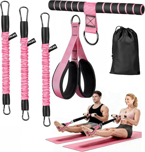 Bandas de resistencia mejoradas para pedales de pie con asas, bandas de fitness de 3 tubos, bandas de resistencia para entrenamiento en el hogar, para hombres y mujeres, ejercicios de estiramiento