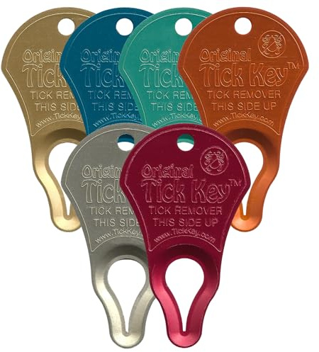 The Original Tick Key Tick Removal Device - Portable, Safe and Highly Effective Tick Removal Tool - Assorted Colors 6 Pack