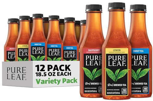 Pure Leaf Iced Tea, Sweetened 3 Flavor Variety Pack, 18.5 Fl Oz Bottles (Pack of 12)