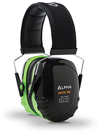 ALPHA SOTA M2 Black, Green Medium Attenuation Lightweight Safety Ear Defenders, Earmuffs Provides Hearing protection against High noise levels