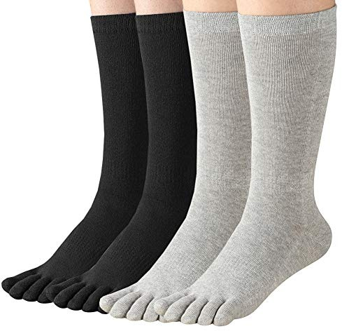 Meaiguo Chaussettes à bout pour femme pour la course à pied avec chaussettes athlétiques en coton, Crew01 Noir et gris, taille unique