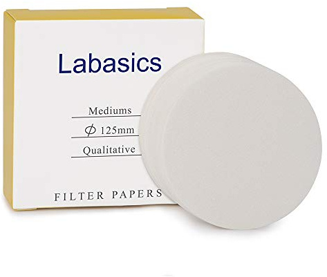 Labasics Kvalitetsfilterpapper Runda, 125 mm Diameter Cellulosafilterpapper med 15-20 Mikron Partikelretention, Medelsnabb Filtrering, 100-pack