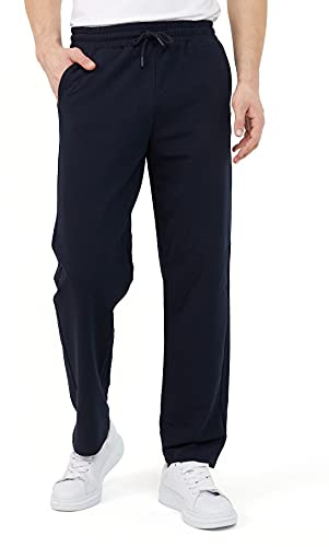 COMEOR Men's Thin Lightweight Breathable Cotton Straight Leg Jogging Pants, Long Sweatpants, Men's Jogger Training Trousers, Relaxing Tracksuit Bottoms